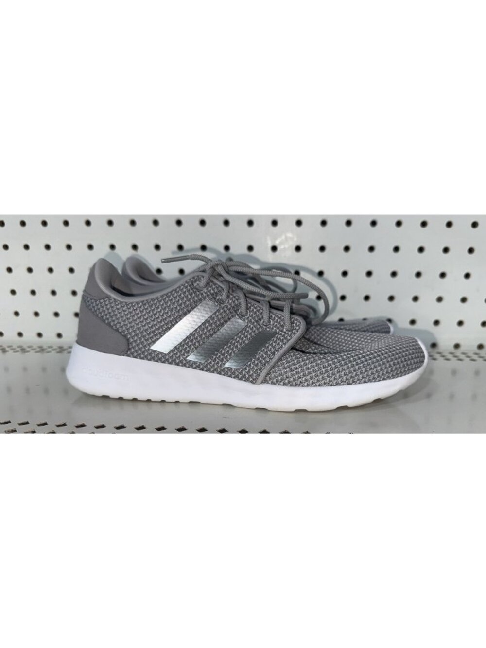 Adidas Cloudfoam QT Racer Womens Athletic Running Shoes Size 8 Gray White